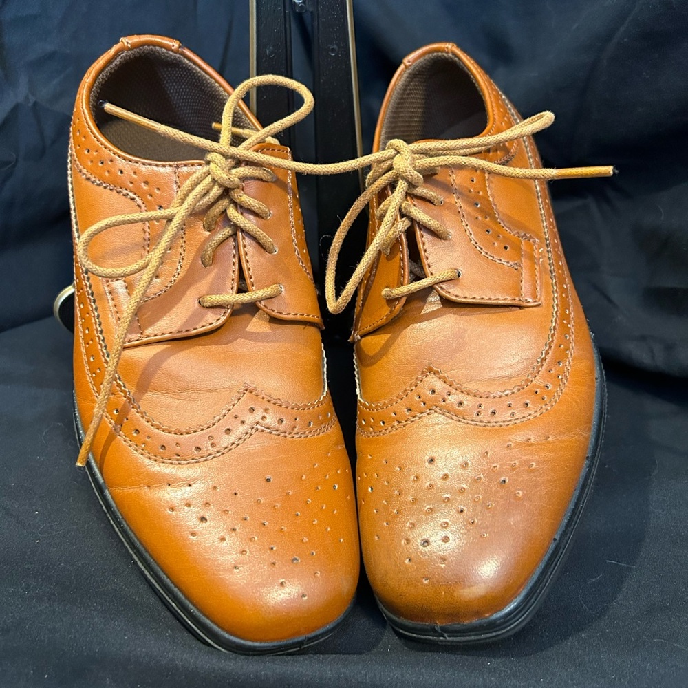 Childrens Deer Stag Brown Leather Lace-up Dress Shoes
